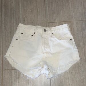 Agolde White Denim Parker Shorts